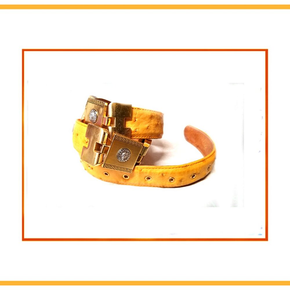 Rare & Unique Unisex Ostrich Medusa Belt Purchased In Rome, Italy